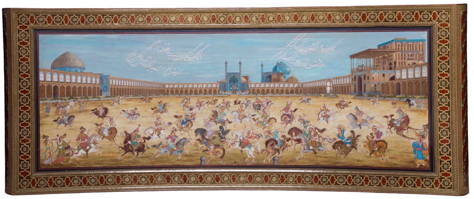 Persian miniature painting on incredible 3 x 1.3 meters persische Miniaturmalerei kaufen
